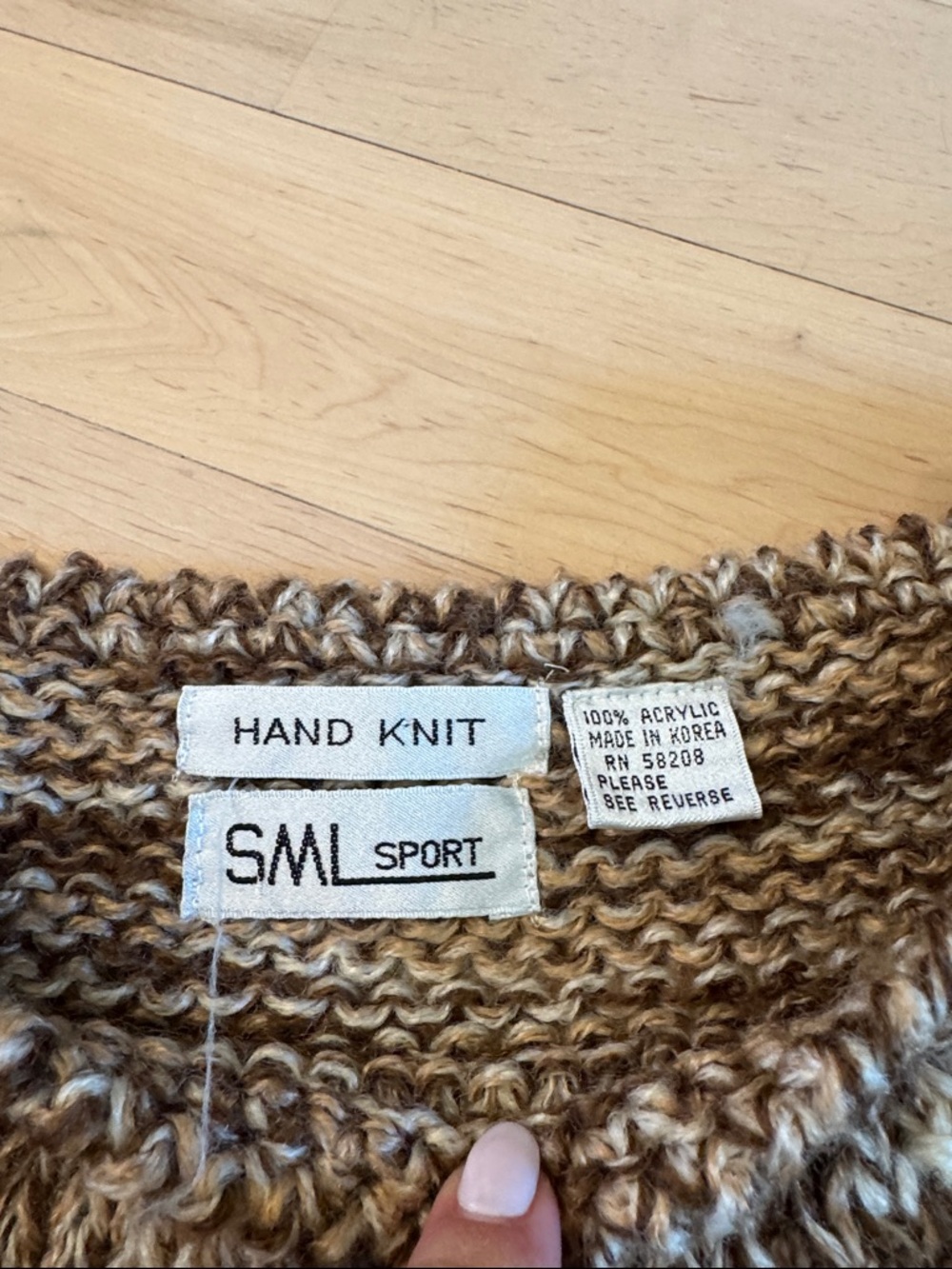 Vintage-80s-Hand Knit Geometric Sweater Vest - Picture 2 of 5